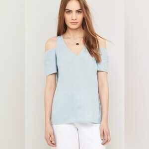 Urban Outfitters Silence + Noise Linen Blend Jules Cold-Shoulder Blouse Top S